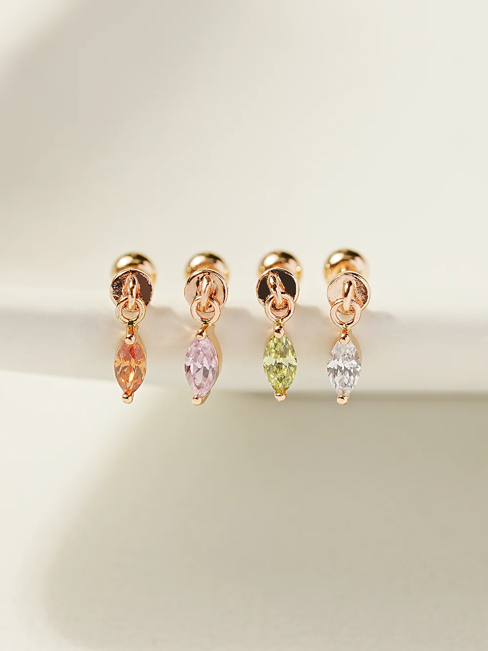 14K Gold Boat Drop Cartilage Earring 20G - Image 3