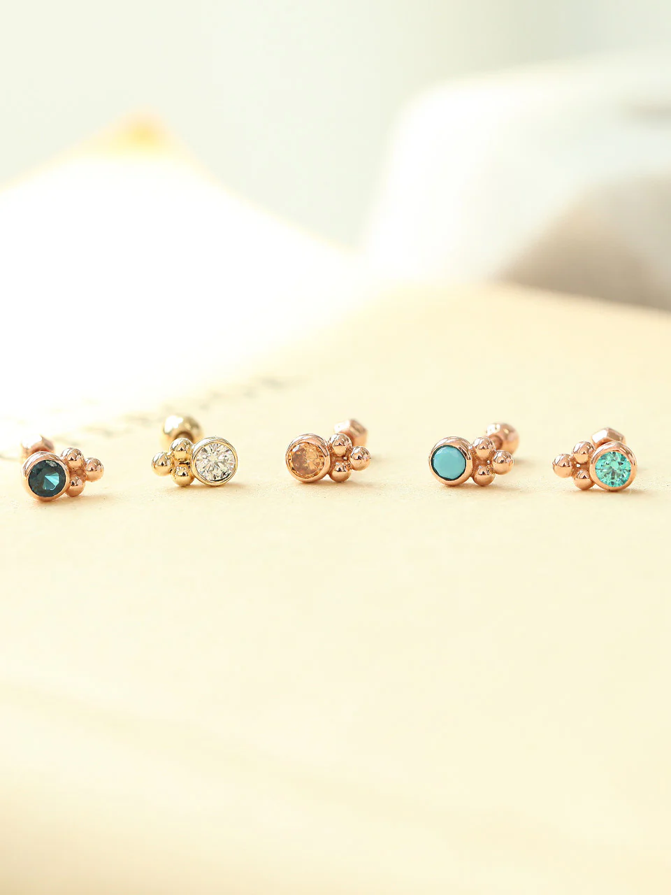 14K Gold Bohemian Cartilage Earring 18G16G - Image 4