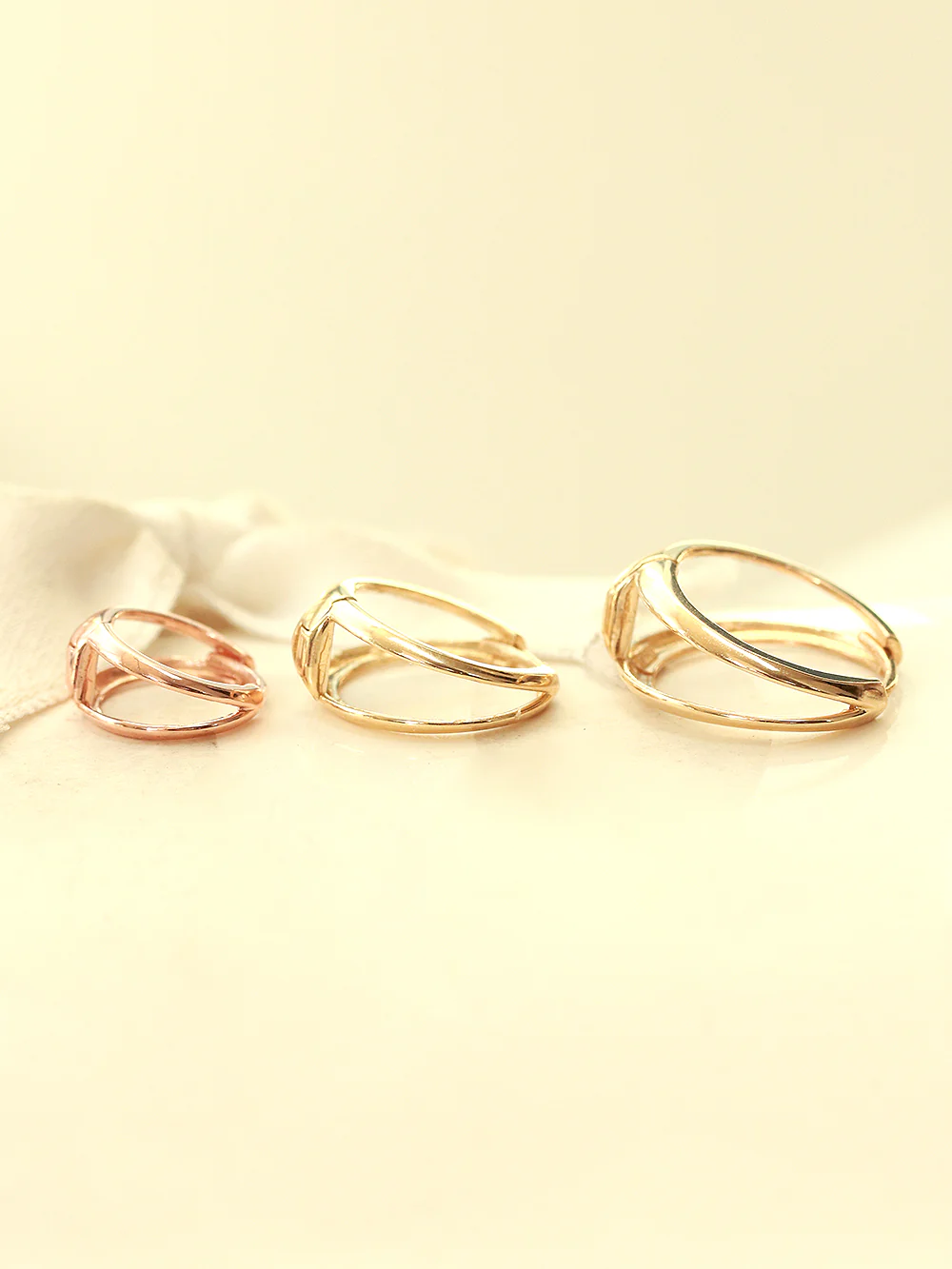 14K Gold Bold 2 Line Hoop Earring - Image 6