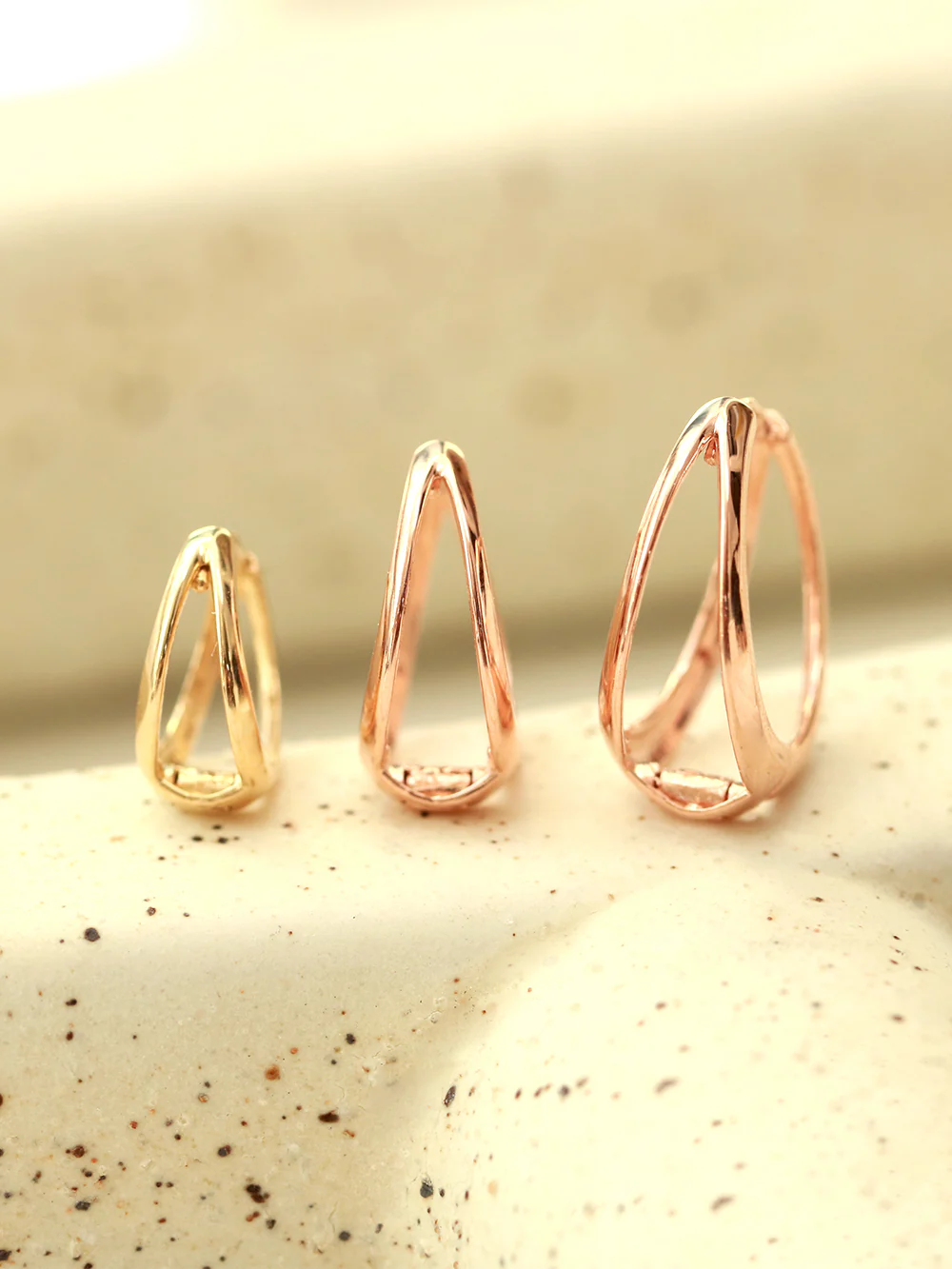 14K Gold Bold 2 Line Hoop Earring - Image 7