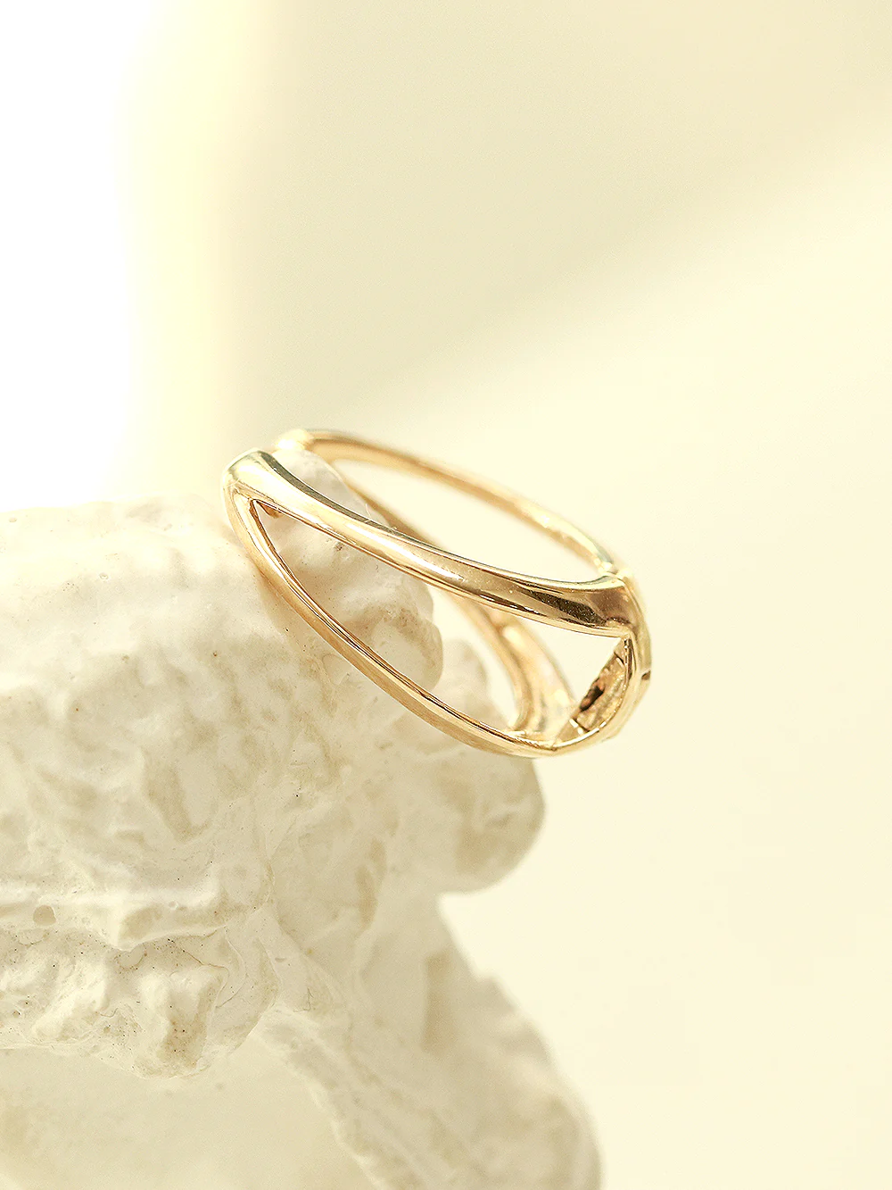 14K Gold Bold 2 Line Hoop Earring - Image 8