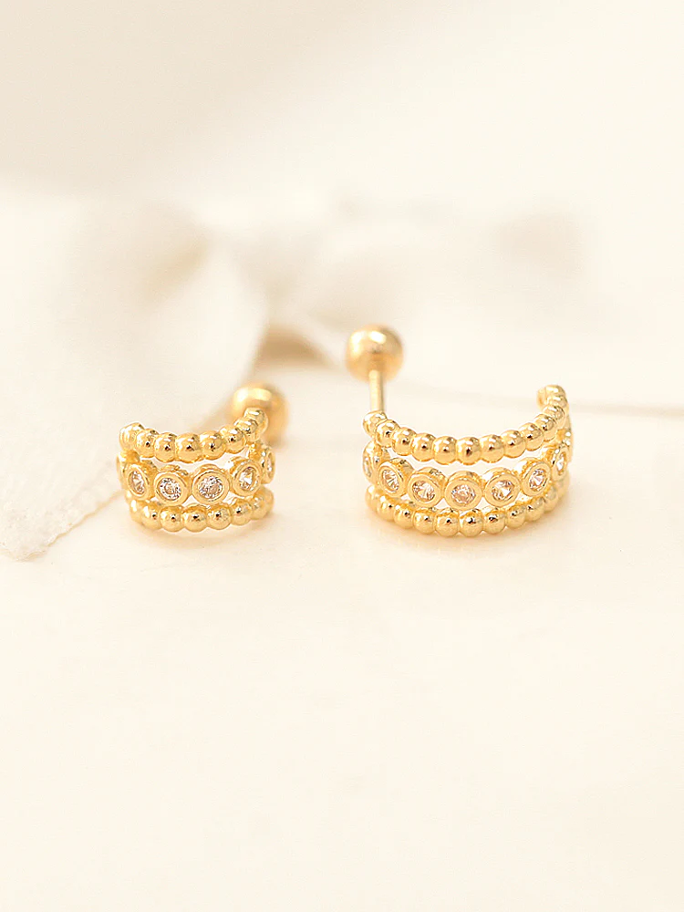 14K Gold Bold Cubic Cartilage Earring 20G - Image 5