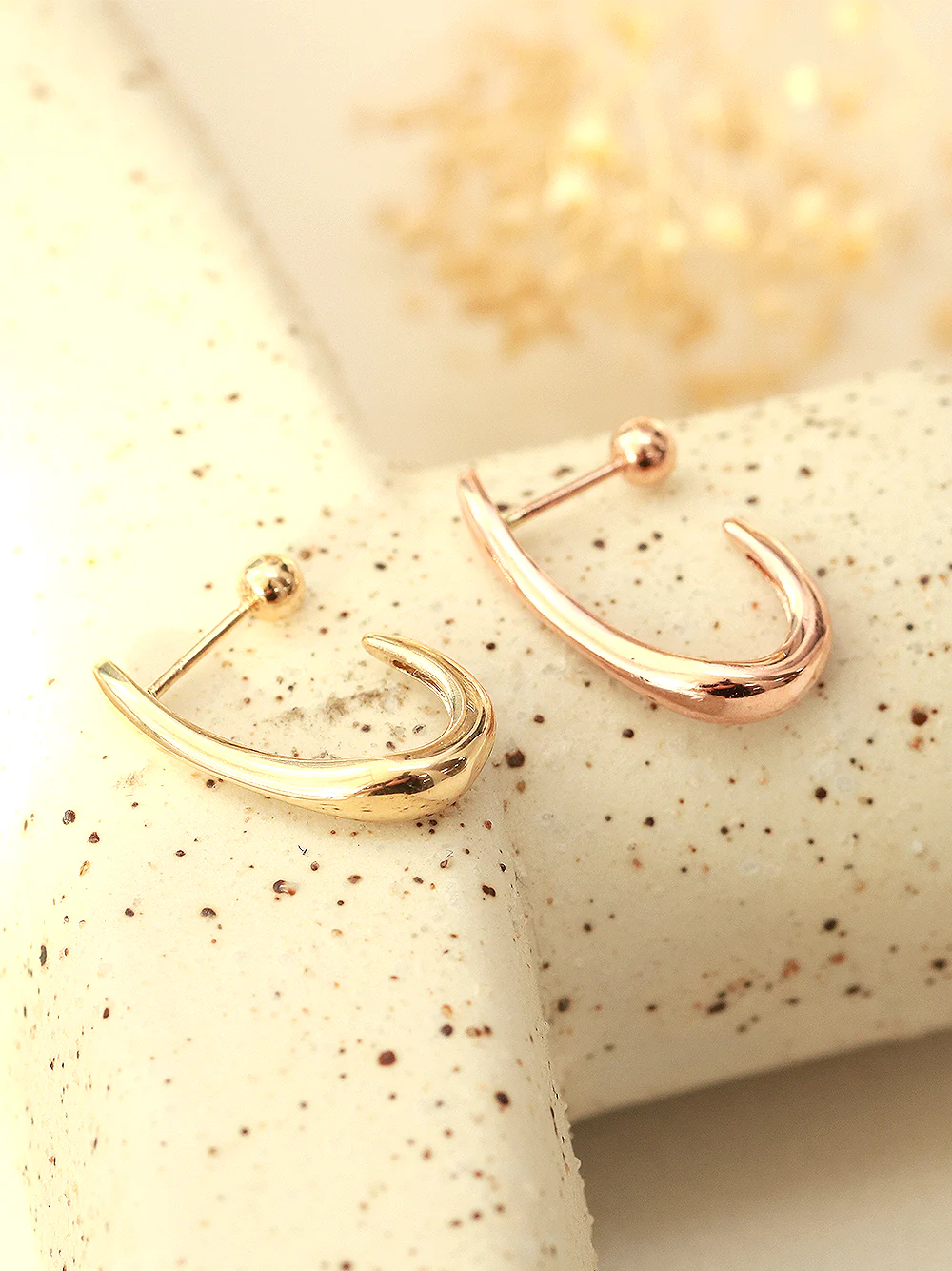 14K Gold Bold Line Cartilage Earring 20G18G - Image 8