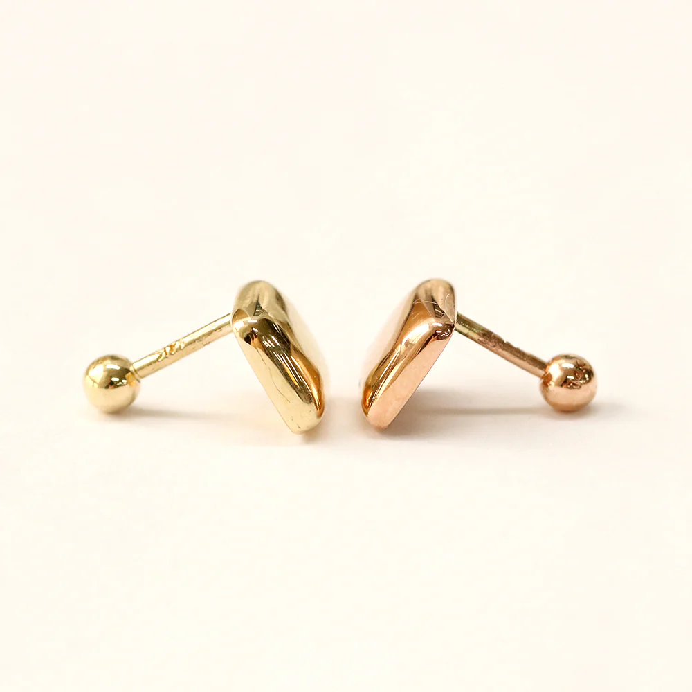 14K Gold Bold Square Cartilage Earring 18G16G - Image 11