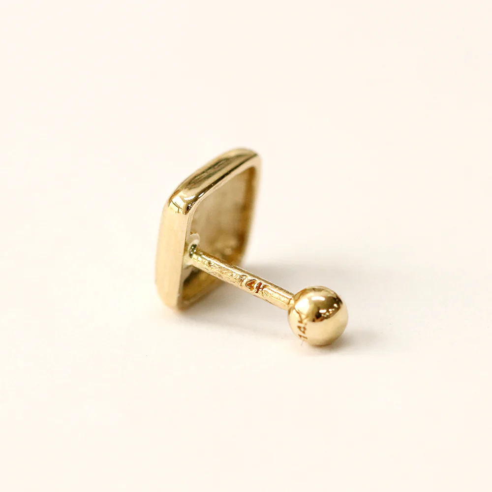 14K Gold Bold Square Cartilage Earring 18G16G - Image 12
