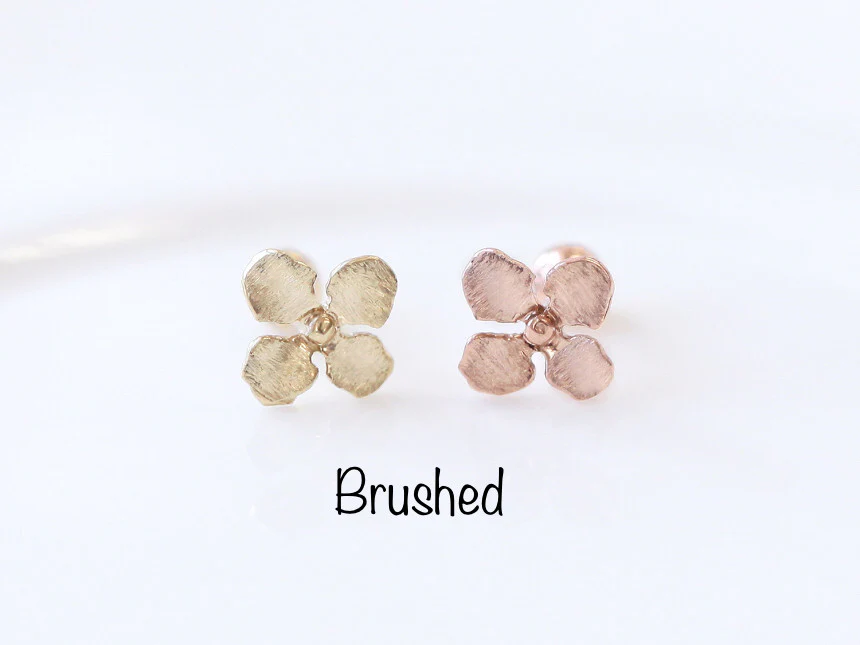 14K Gold Brushed Flower Cartilage Earring 18G16G - Image 12