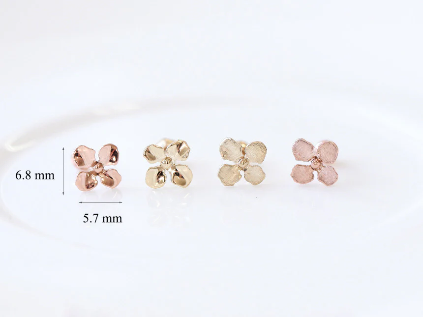 14K Gold Brushed Flower Cartilage Earring 18G16G - Image 13
