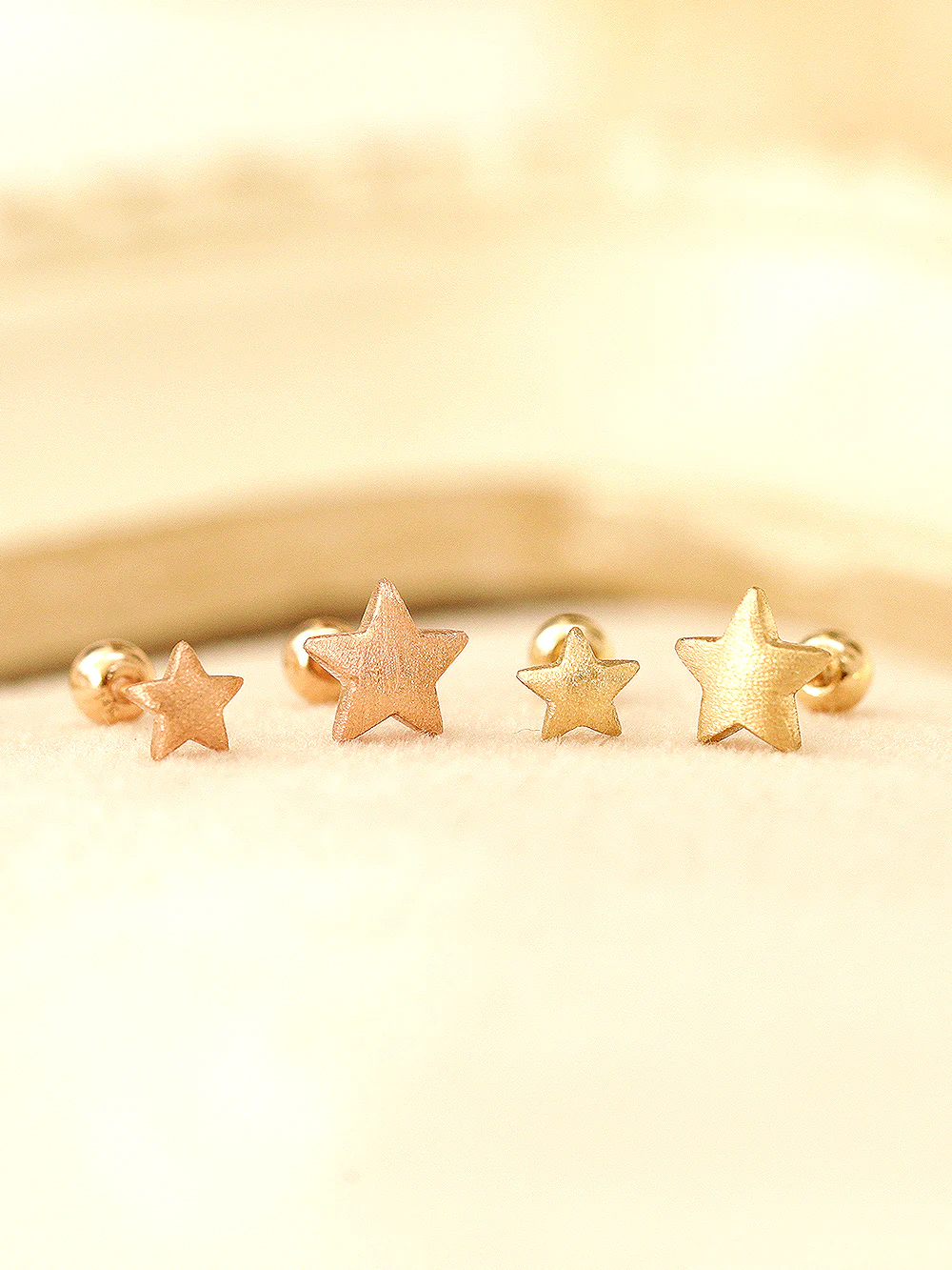 14K Gold Brushed Moon Star Heart Cartilage Earring 20G18G16G - Image 4