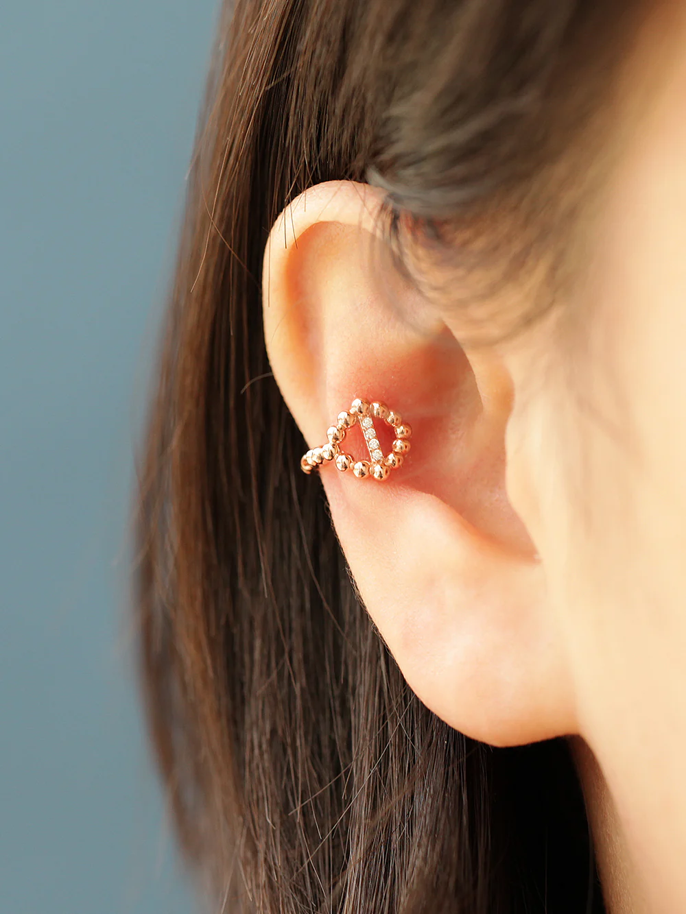 14K Gold Bubble Ball Cat Eye Hoop Earring - Image 10