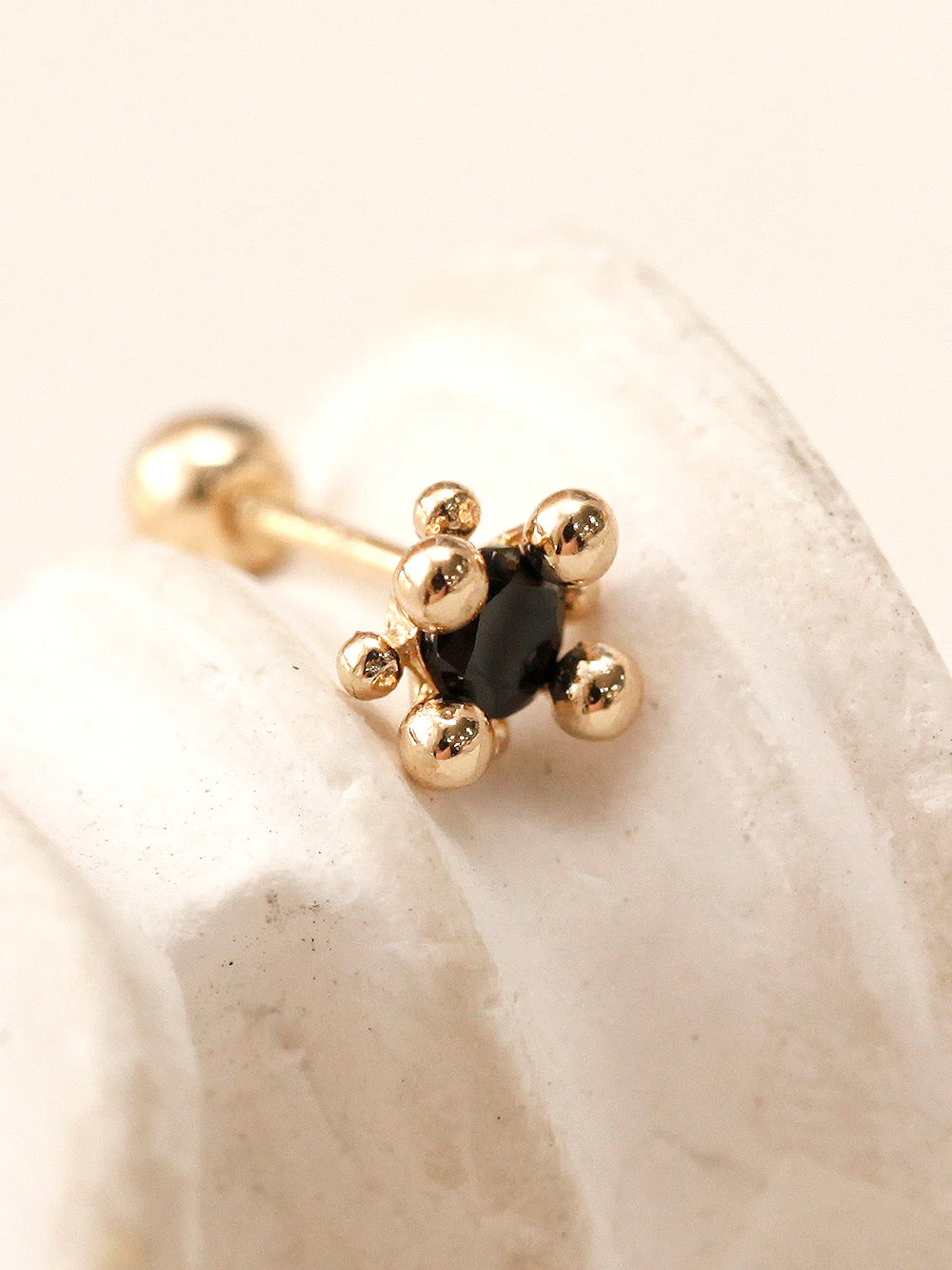 14K Gold Bubble Ball Color CZ Cartilage Earring 20G18G16G - Image 2