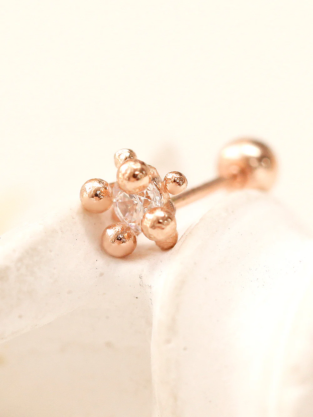 14K Gold Bubble Ball Color CZ Cartilage Earring 20G18G16G - Image 3