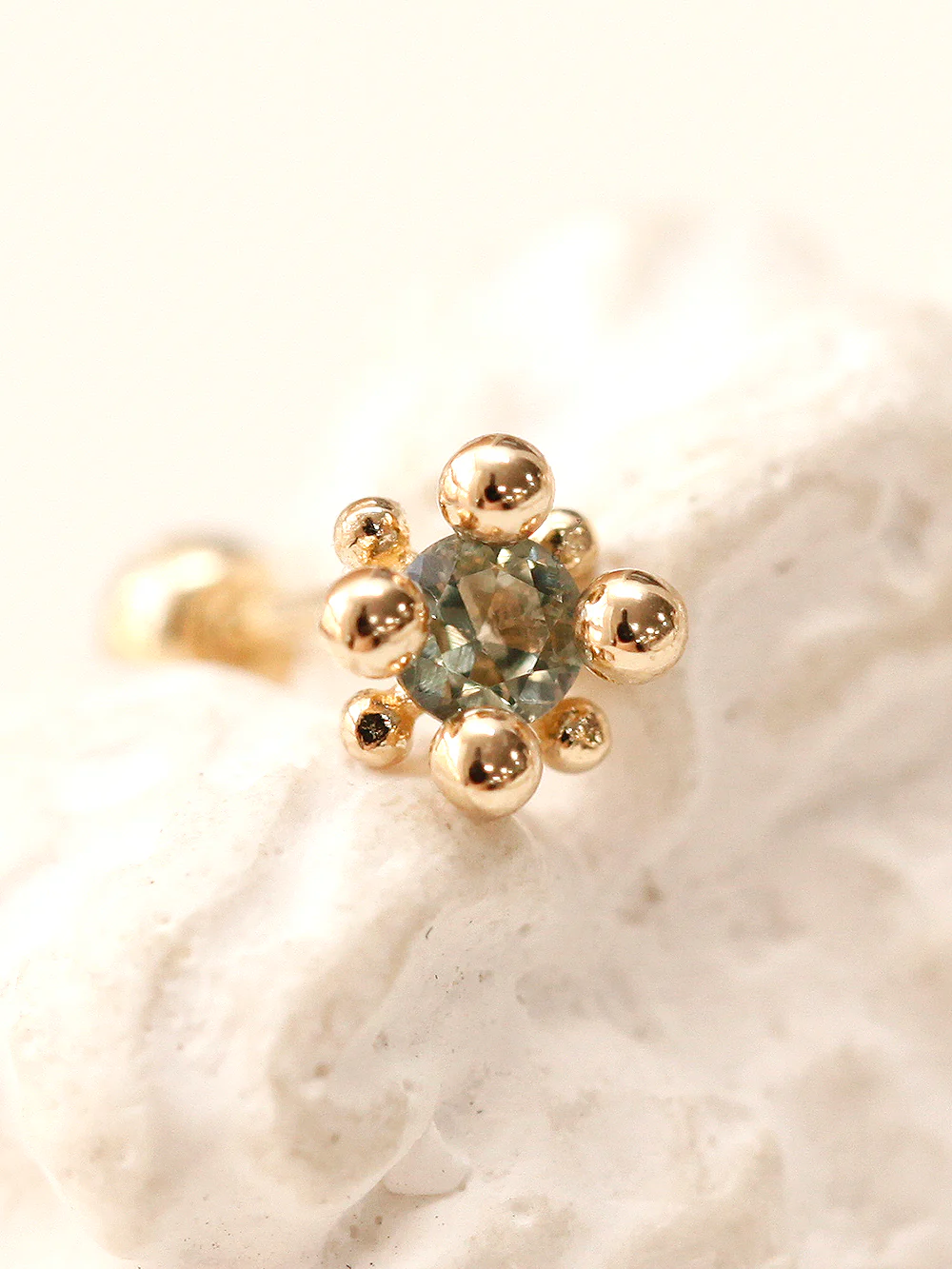 14K Gold Bubble Ball Color CZ Cartilage Earring 20G18G16G - Image 4