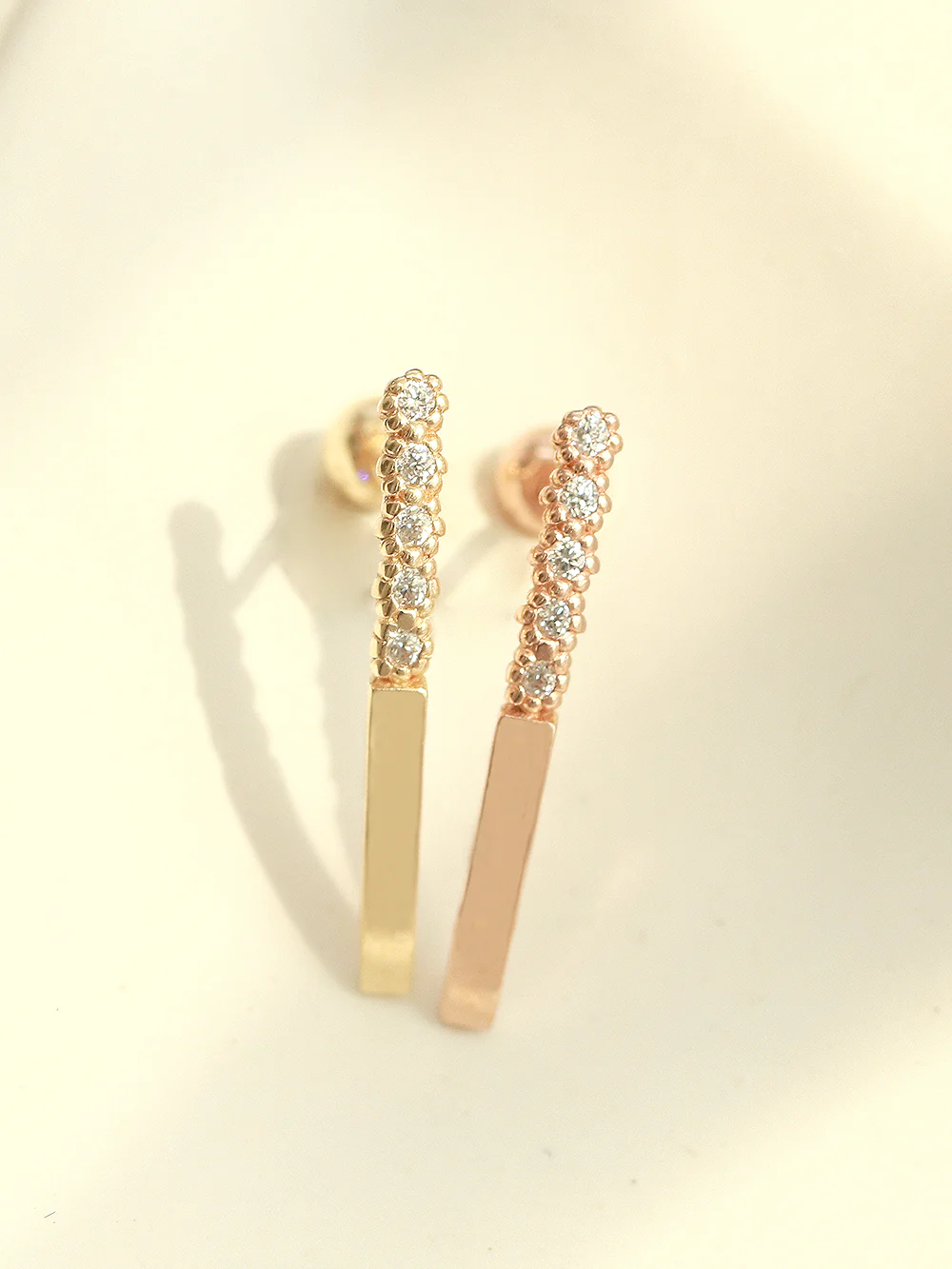14K Gold Bubble Cubic Long Stick Cartilage Earring 20G18G16G