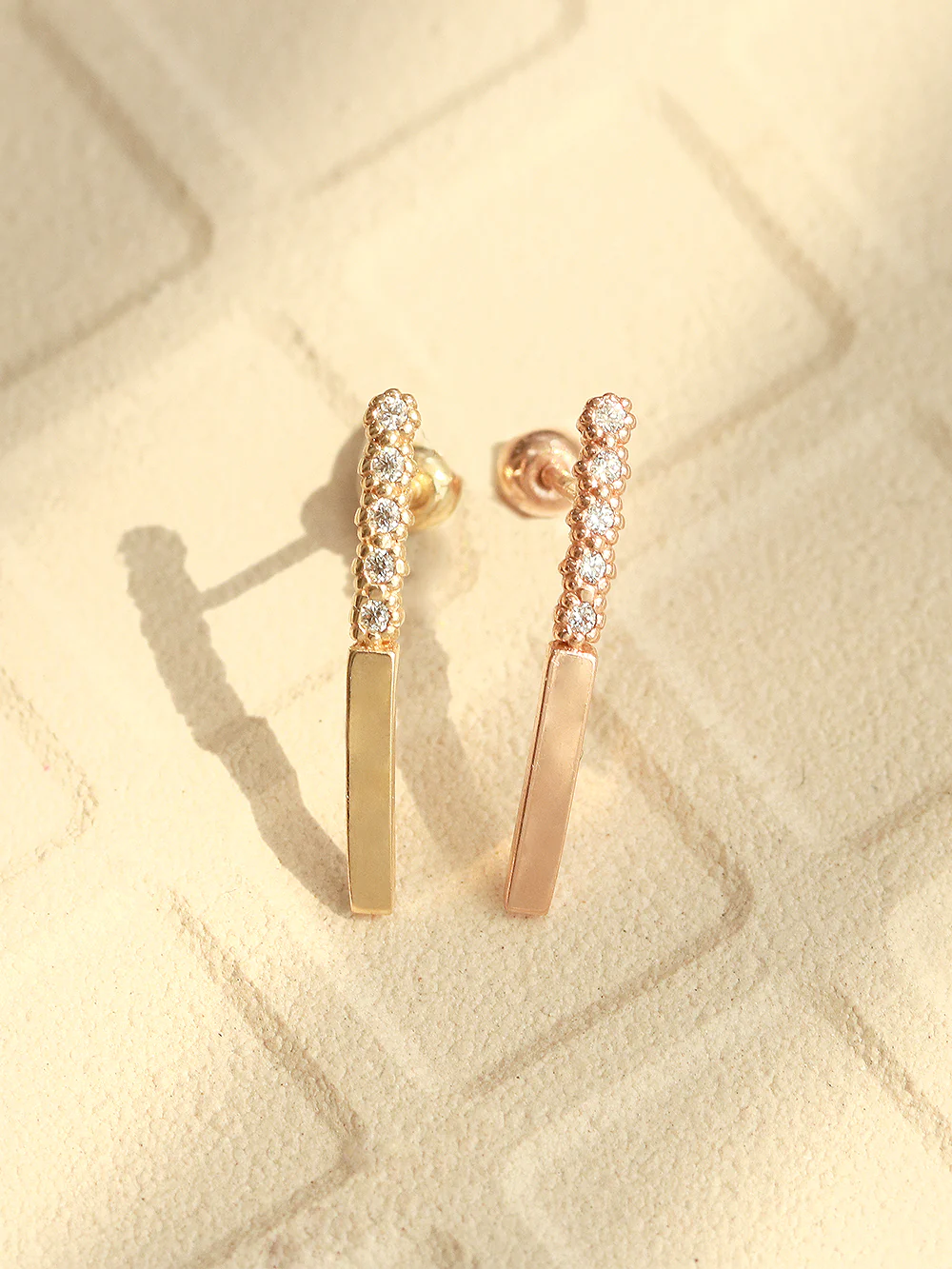 14K Gold Bubble Cubic Long Stick Cartilage Earring 20G18G16G - Image 3