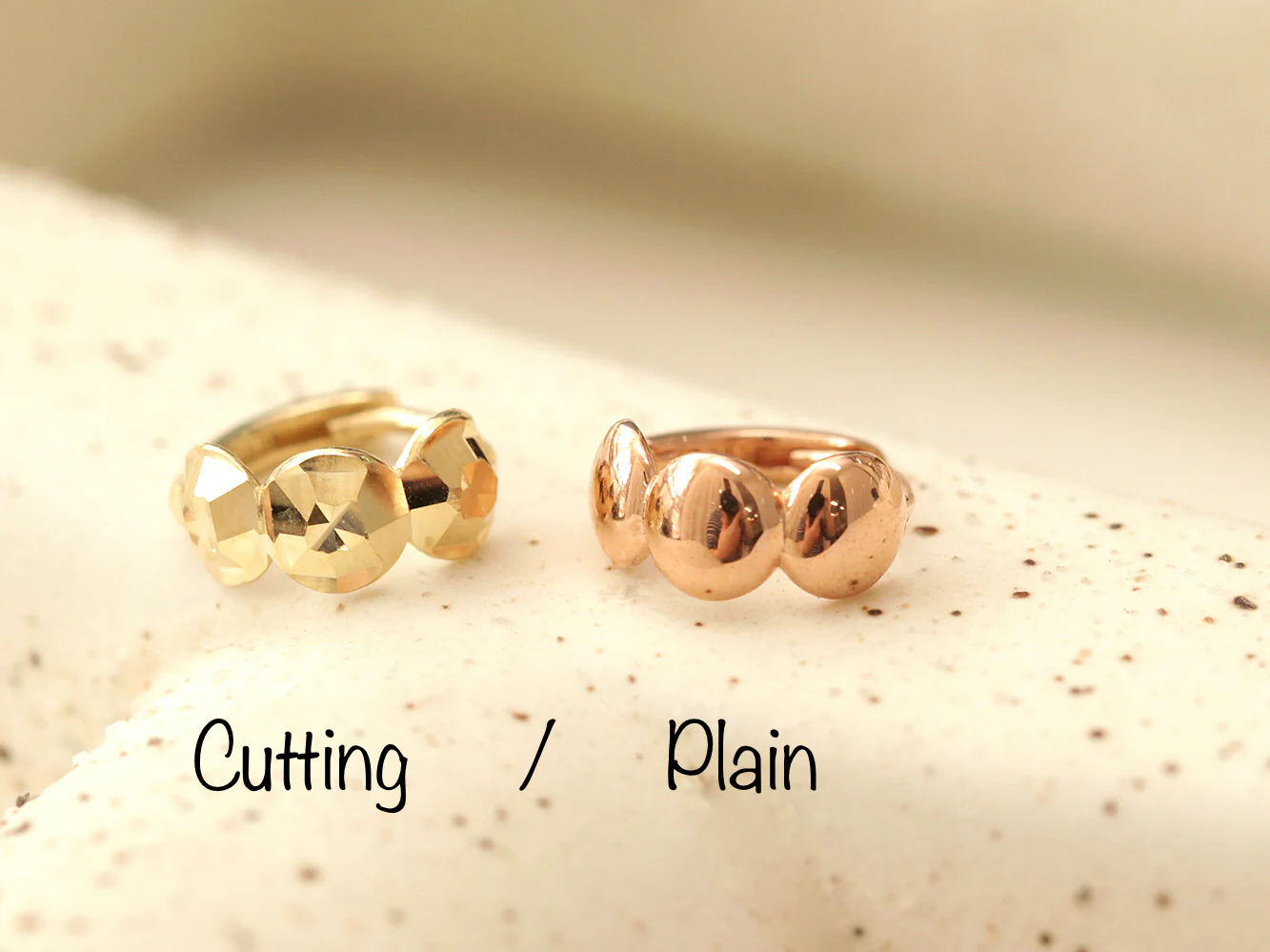 14K Gold Bubble Cutting Hoop Earring - Image 10