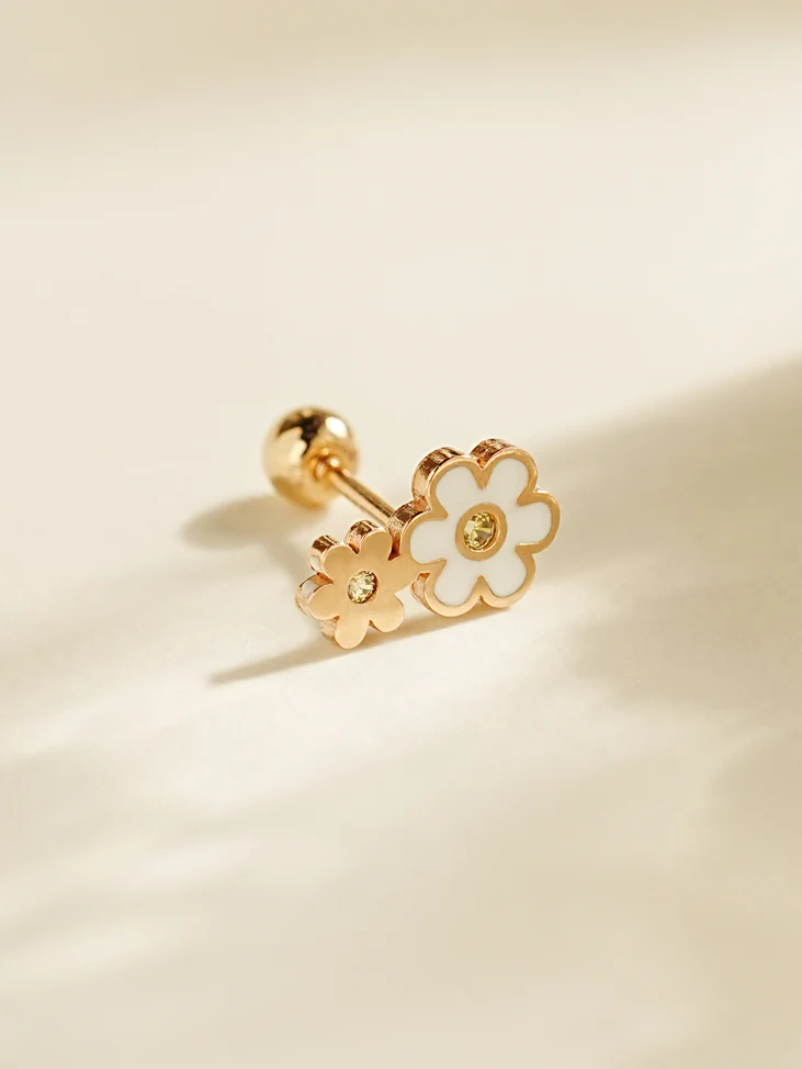 14K Gold Bubble Flower Cartilage Earring 20G