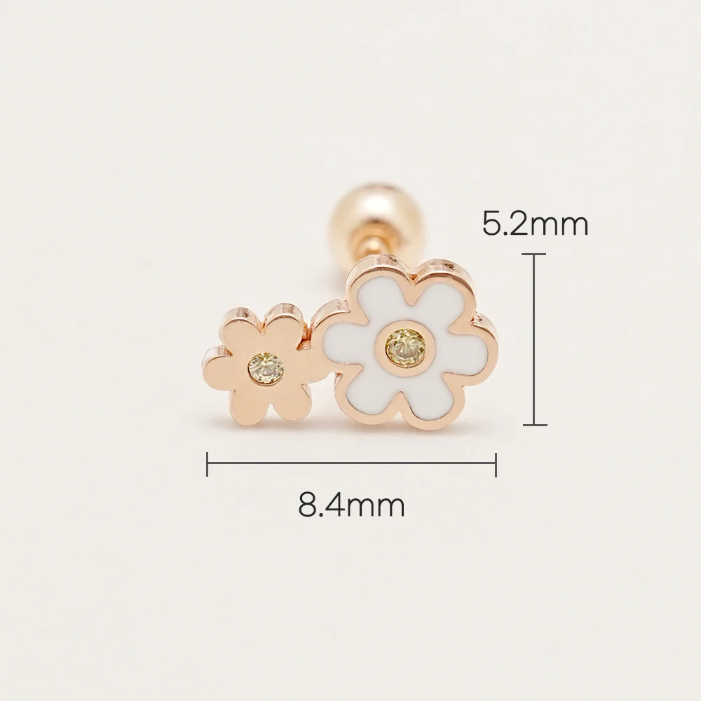 14K Gold Bubble Flower Cartilage Earring 20G - Image 7