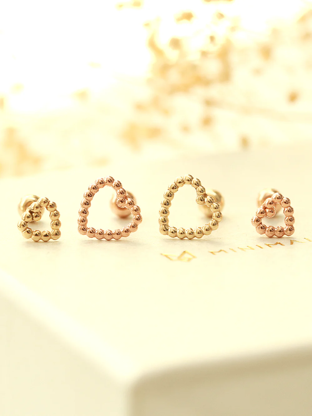 14K Gold Bubble Heart Cartilage Earring 20G18G - Image 8