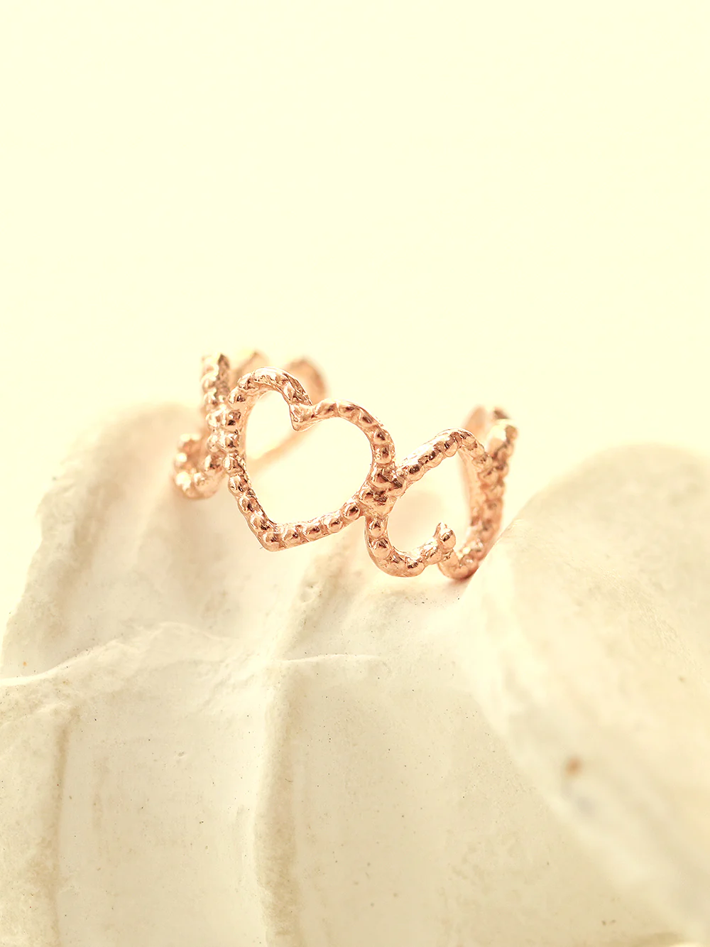 14K Gold Bubble Heart Ear Cuff - Image 5