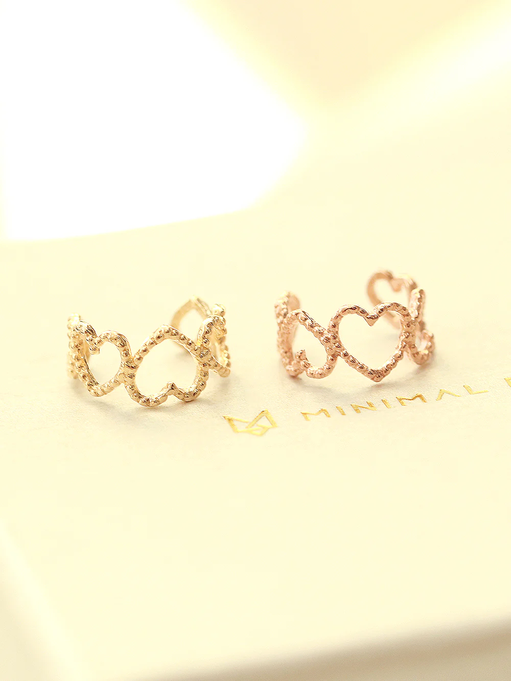 14K Gold Bubble Heart Ear Cuff - Image 6