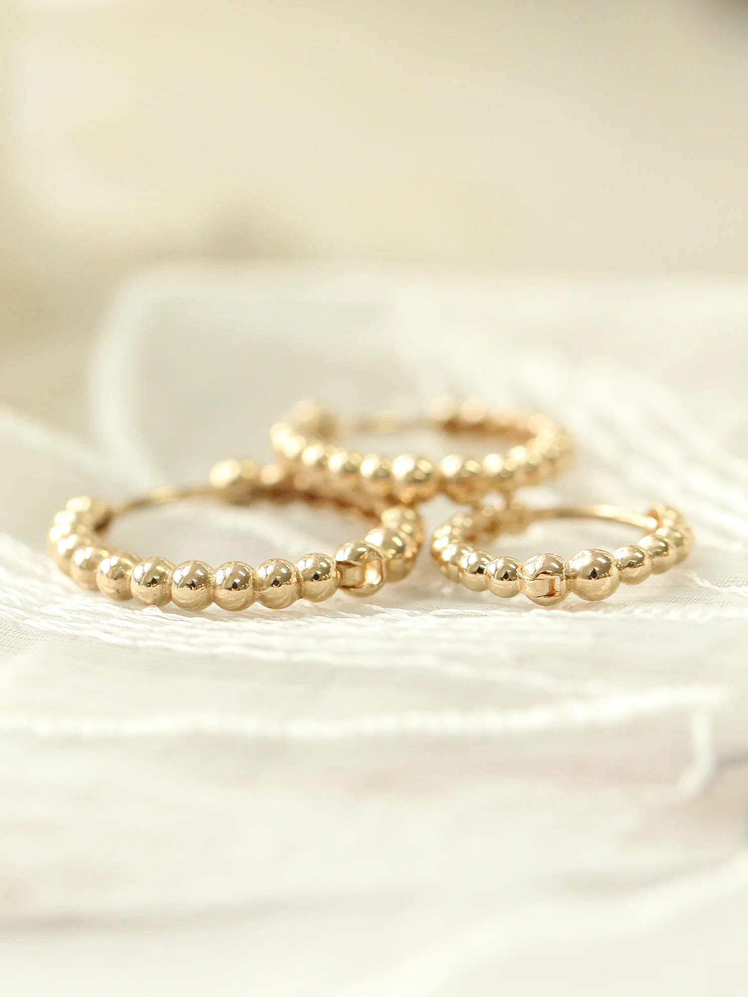 14K Gold Bubble hoop Earring - Image 4