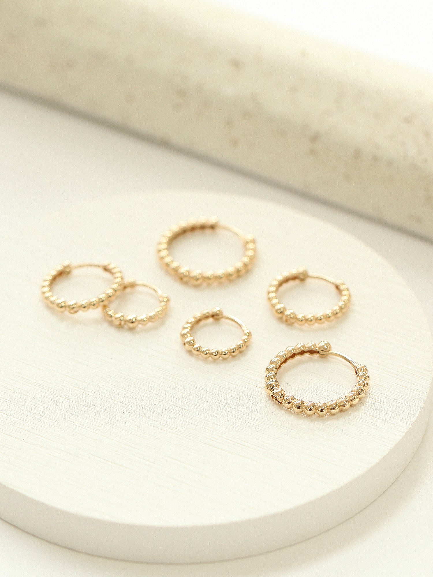 14K Gold Bubble hoop Earring - Image 5