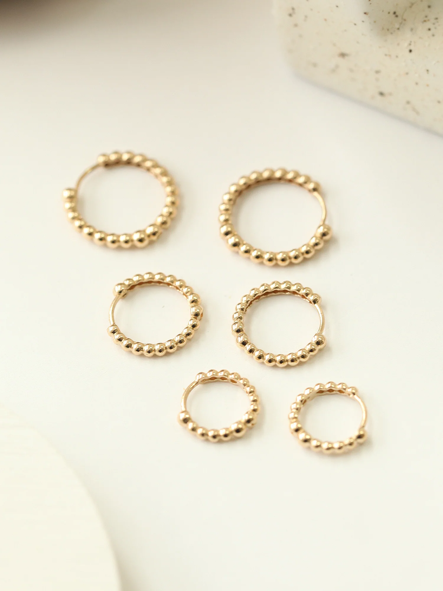 14K Gold Bubble hoop Earring - Image 6