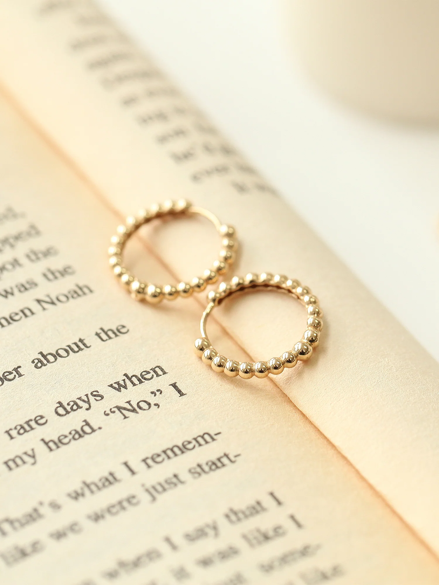14K Gold Bubble hoop Earring - Image 7