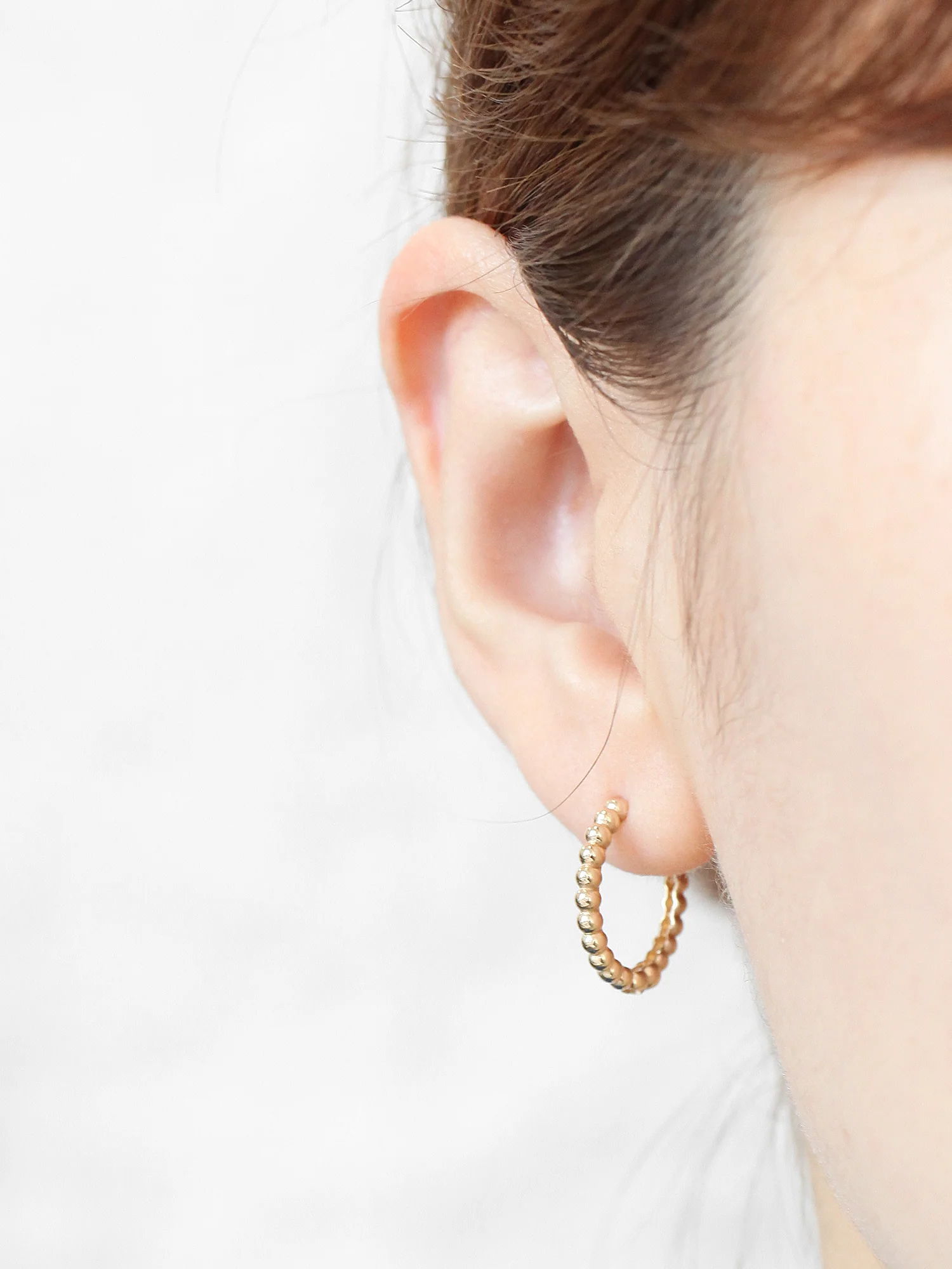 14K Gold Bubble hoop Earring - Image 8