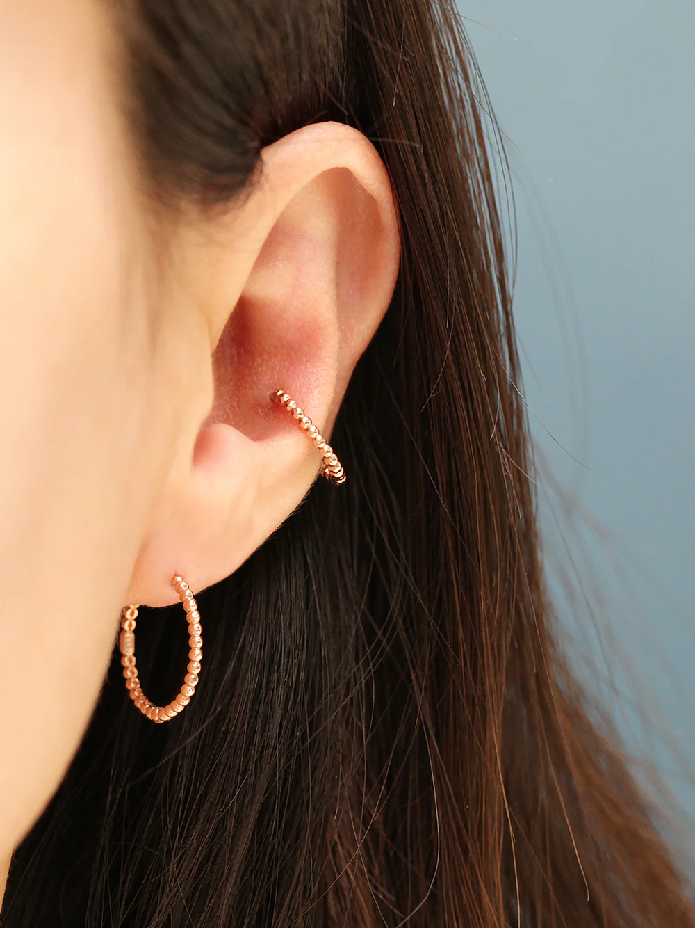 14K Gold Bubble Hoop Earring S, M, L - Image 3