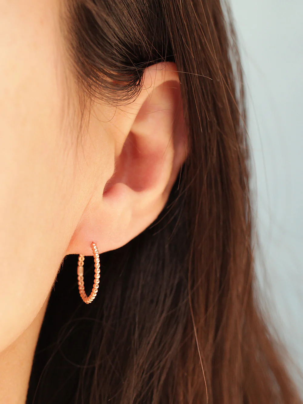 14K Gold Bubble Hoop Earring S, M, L - Image 7