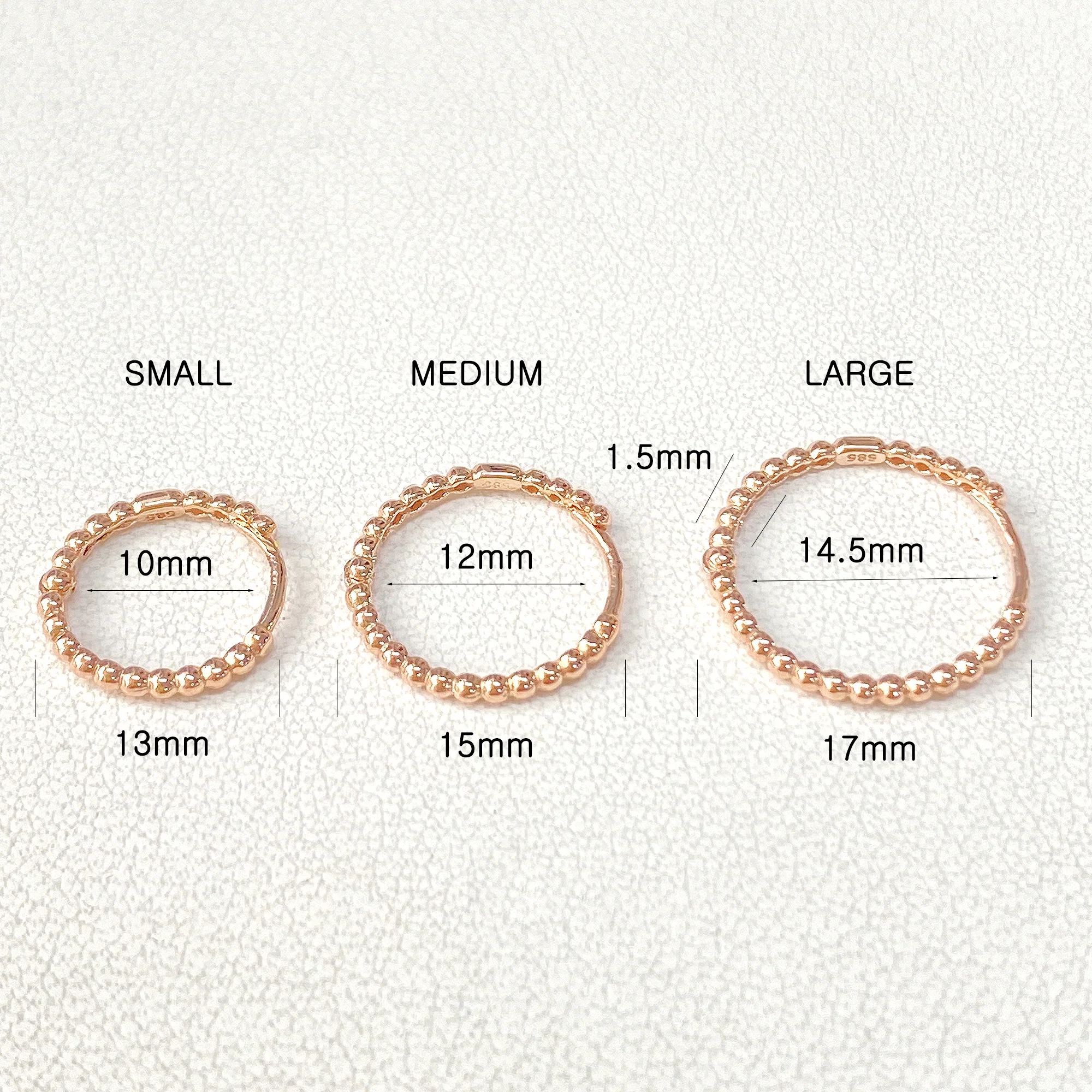 14K Gold Bubble Hoop Earring S, M, L - Image 9