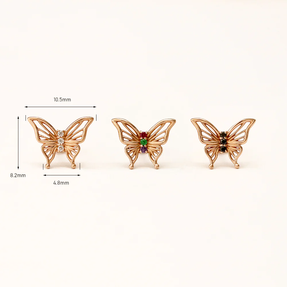 14K Gold Butterfly Point Cubic Cartilage Earring 18G16G - Image 13