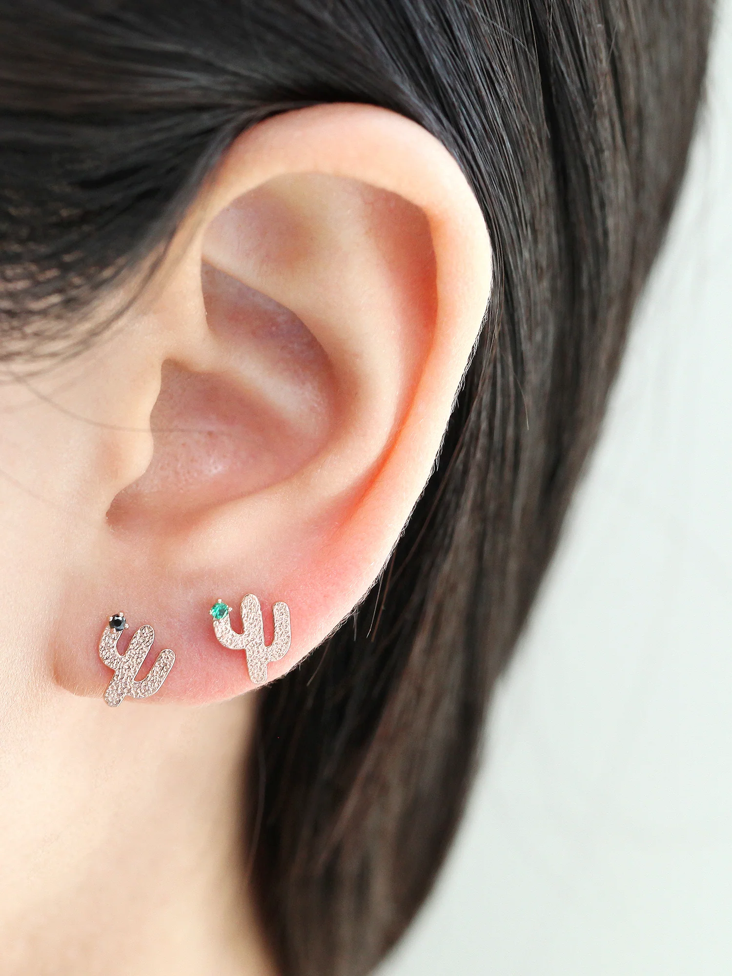 14K Gold Cactus Cartilage Earring 18g16g - Image 5
