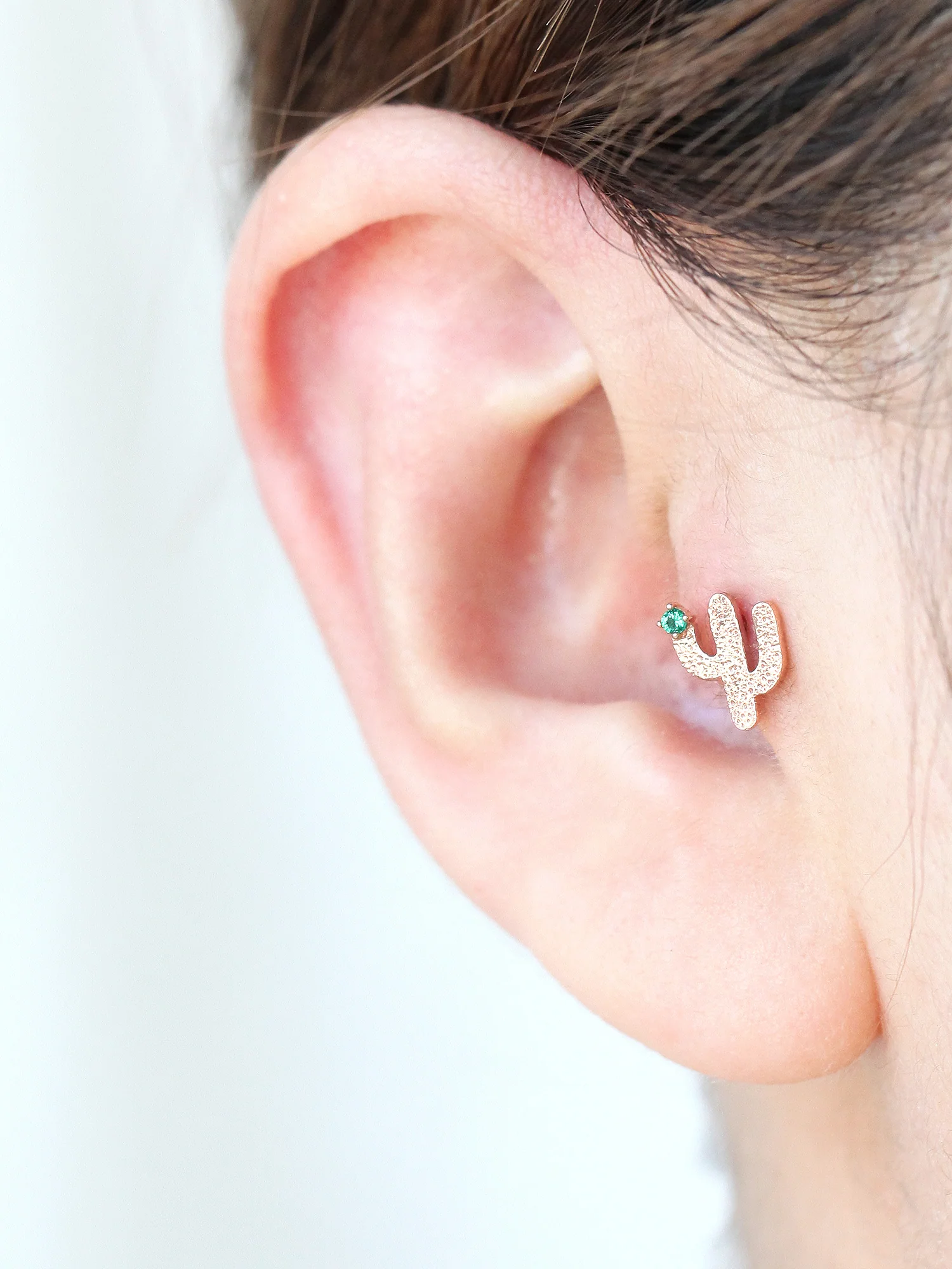14K Gold Cactus Cartilage Earring 18g16g - Image 7