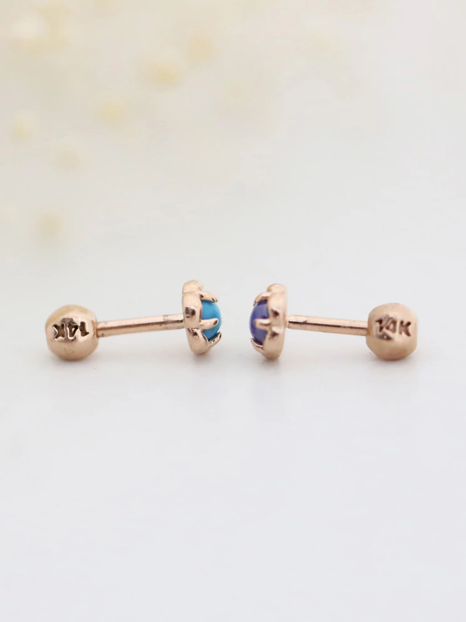 14K Gold Candy Mini Stone Cartilage Earring 18G16G - Image 9