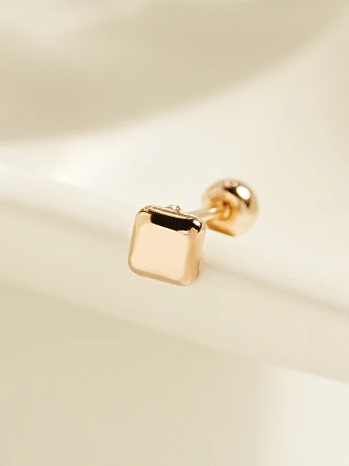 14K Gold Candy Square Cartilage Earring 20G