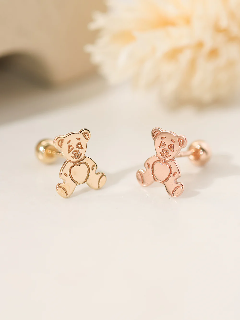 14K Gold Cartoon Bear Cartilage Earring 20G18G16G - Image 3