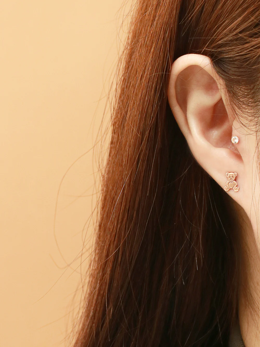 14K Gold Cartoon Bear Cartilage Earring 20G18G16G - Image 4