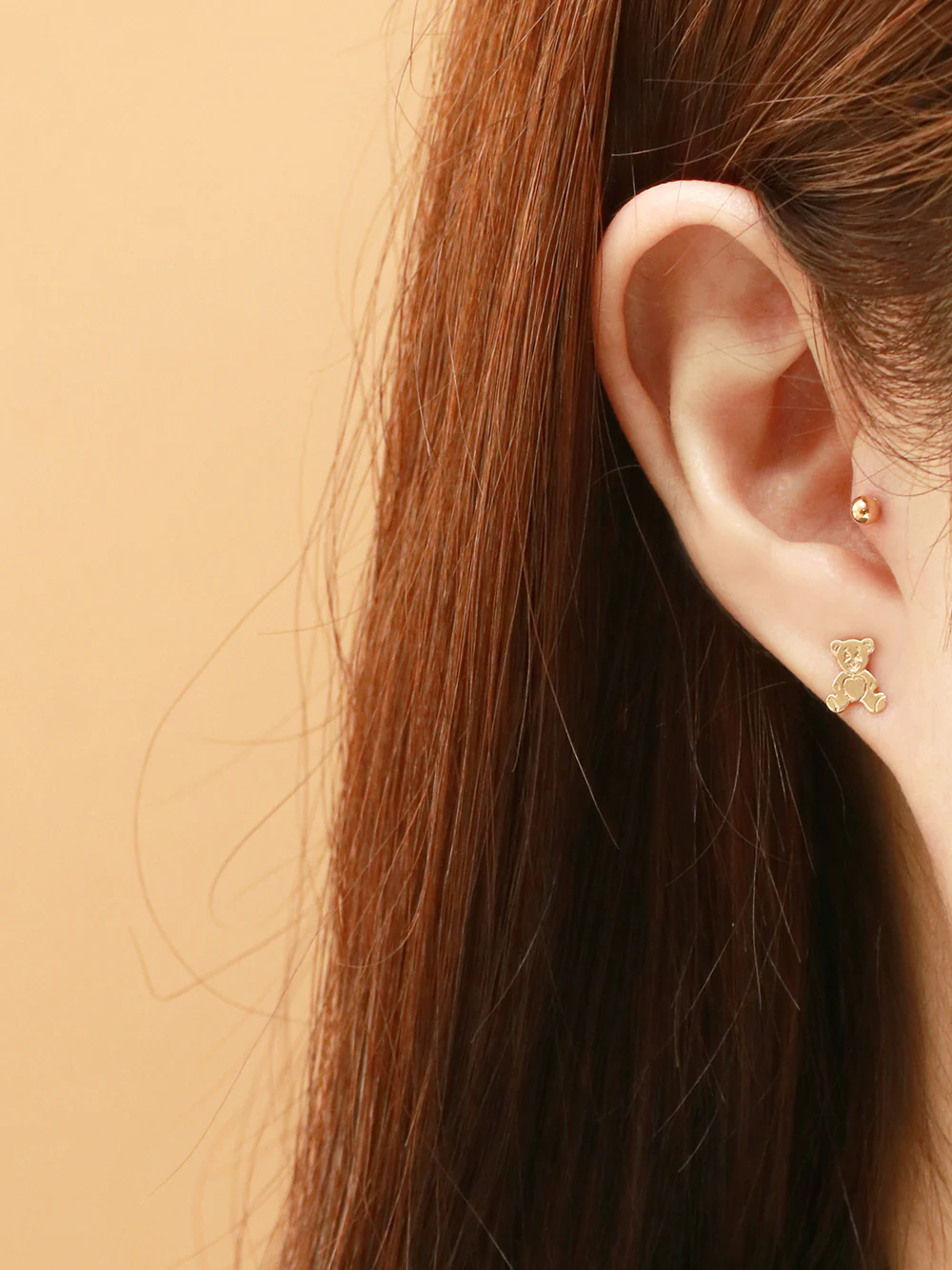 14K Gold Cartoon Bear Cartilage Earring 20G18G16G - Image 6