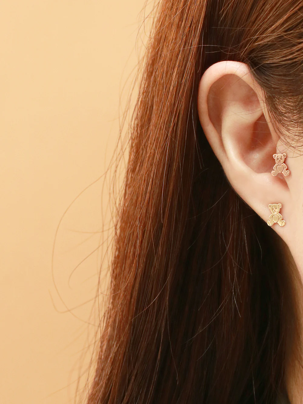 14K Gold Cartoon Bear Cartilage Earring 20G18G16G - Image 8