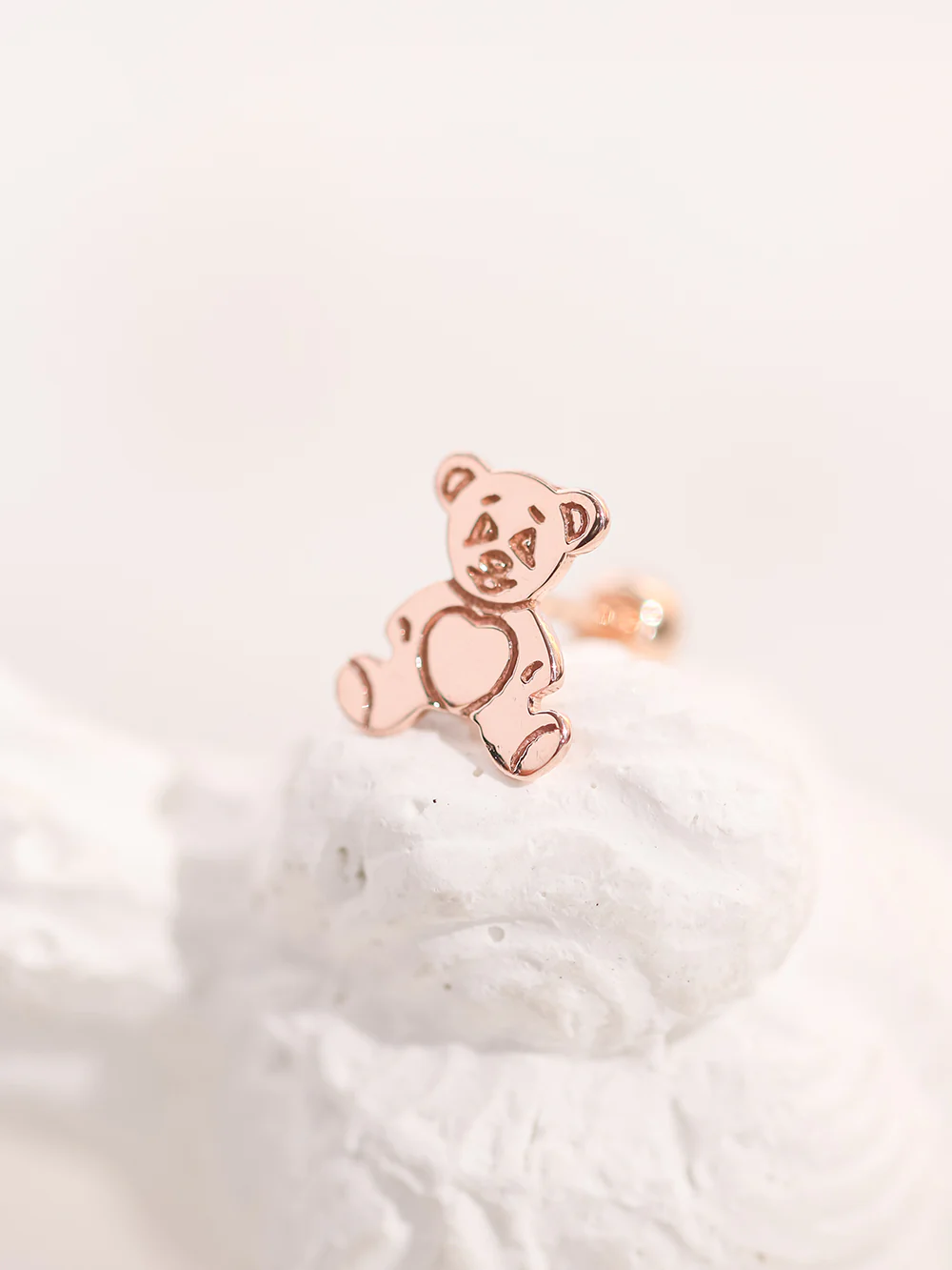 14K Gold Cartoon Bear Cartilage Earring 20G18G16G - Image 9