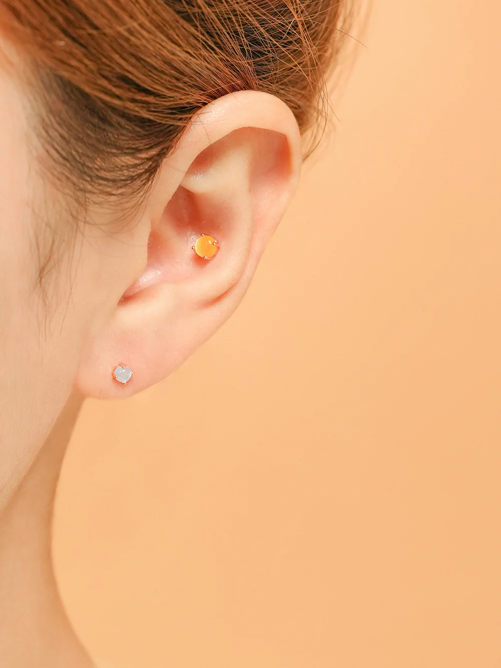 14K Gold Cat's Eye Round Cubic Cartilage Earring 20G18G16G - Image 20