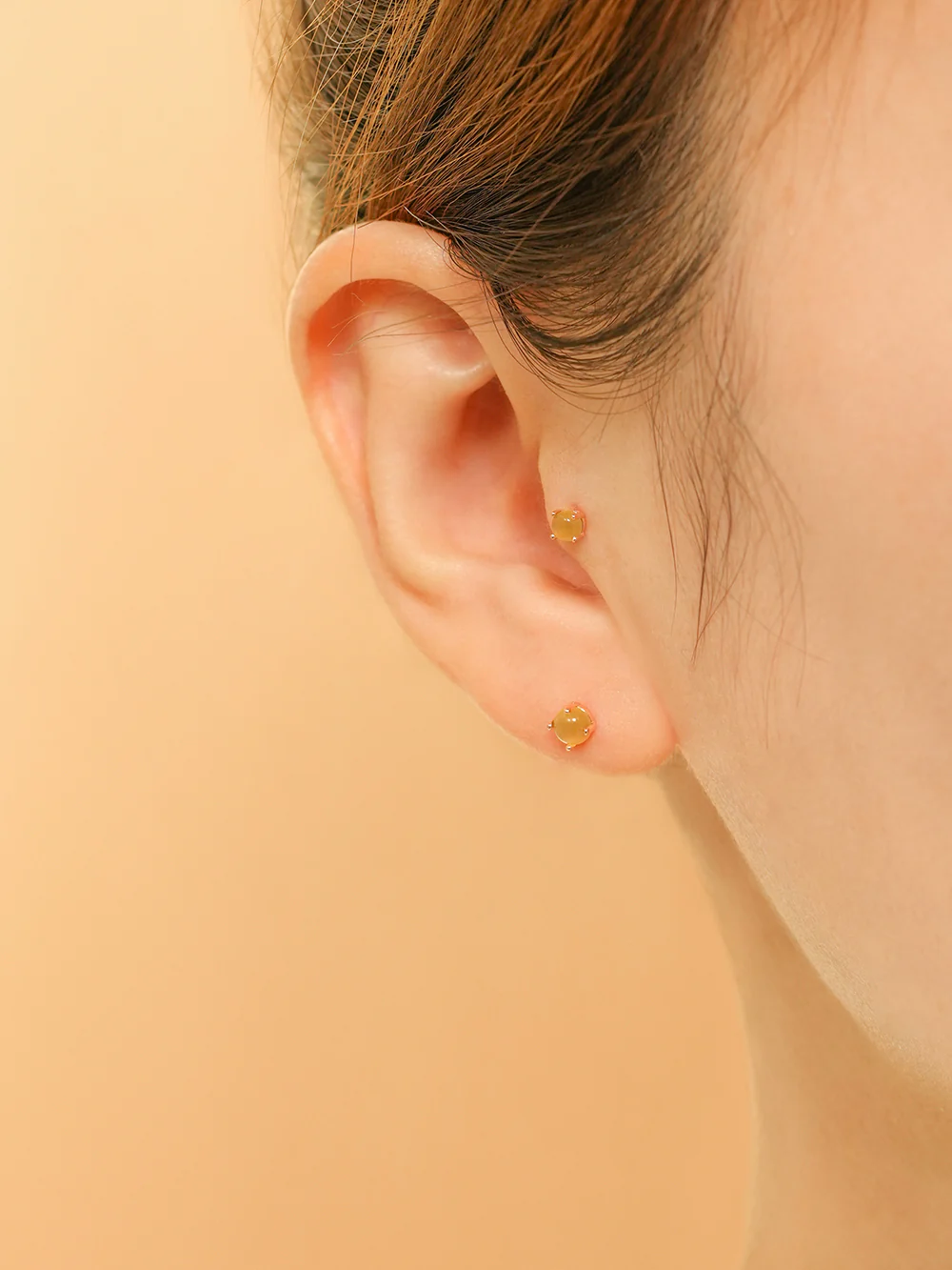 14K Gold Cat's Eye Round Cubic Cartilage Earring 20G18G16G - Image 8