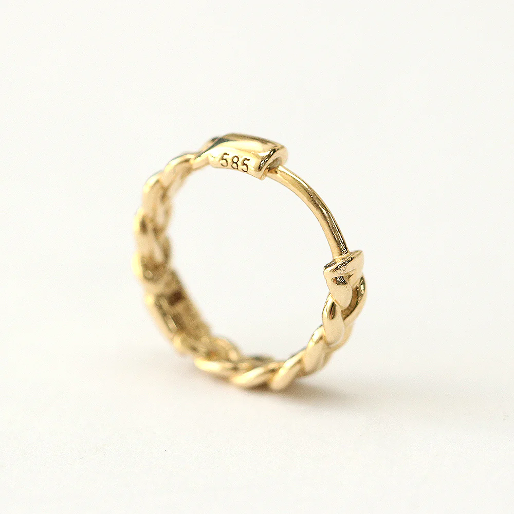 14K Gold Chain Conch Hoop Earring - Image 11