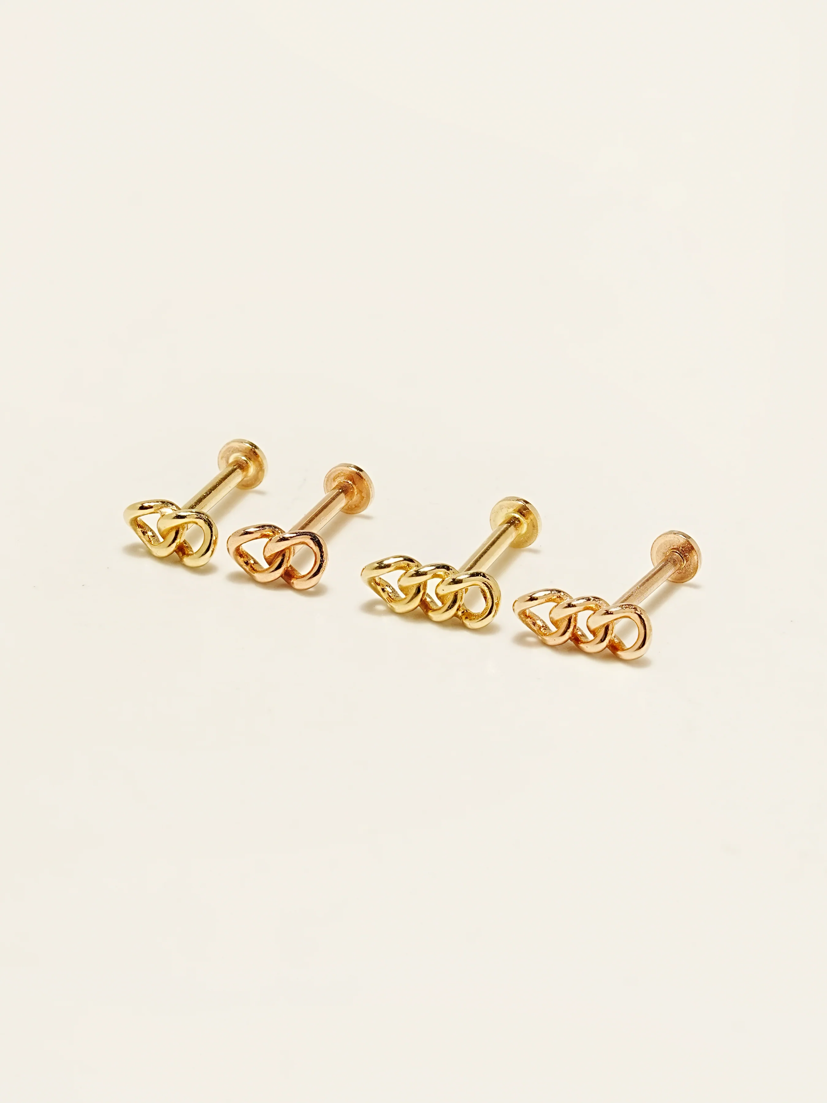 14K Gold Chain Internally Threaded Labret Piercing 18G16G - Image 10