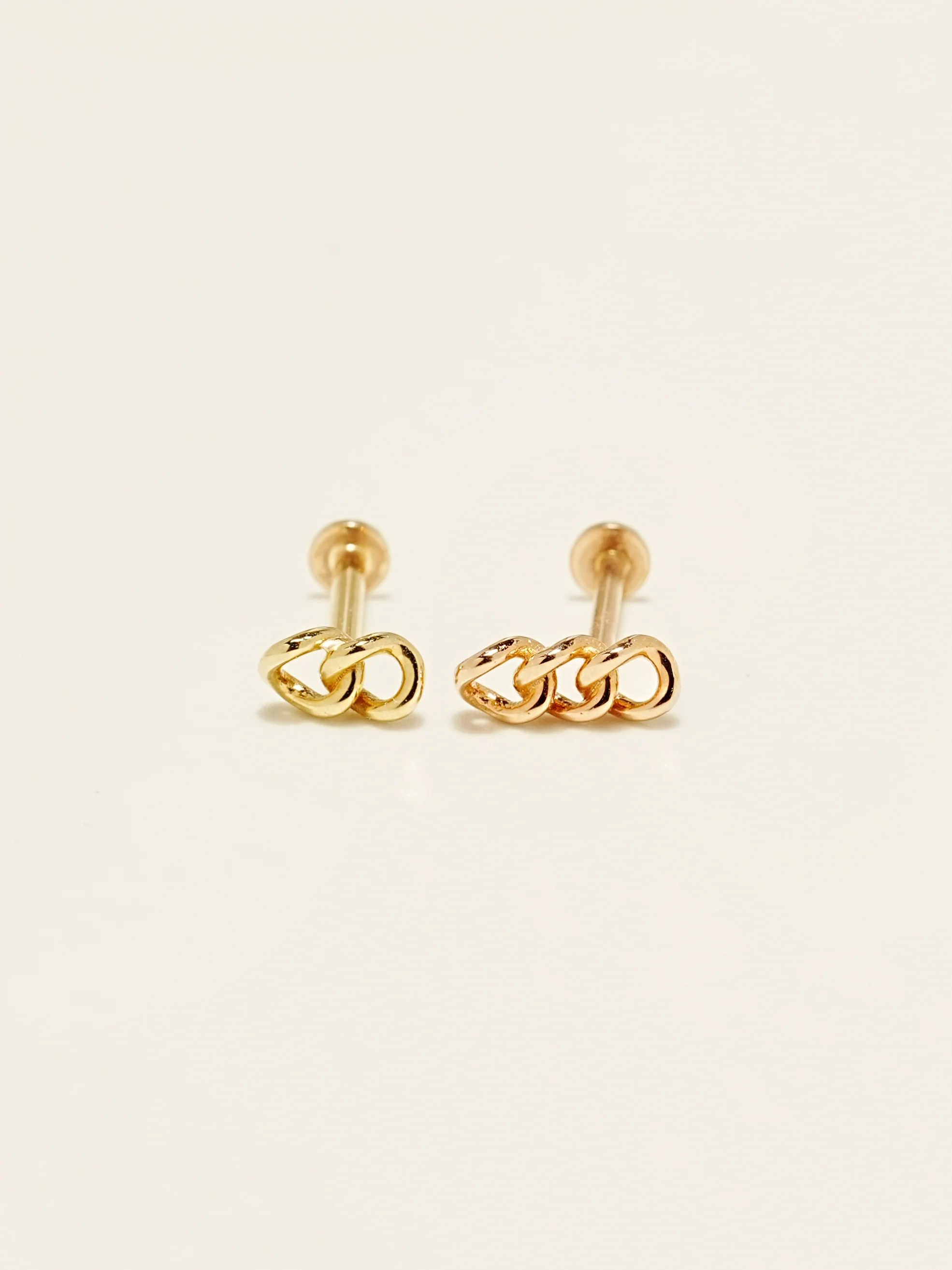 14K Gold Chain Internally Threaded Labret Piercing 18G16G - Image 11