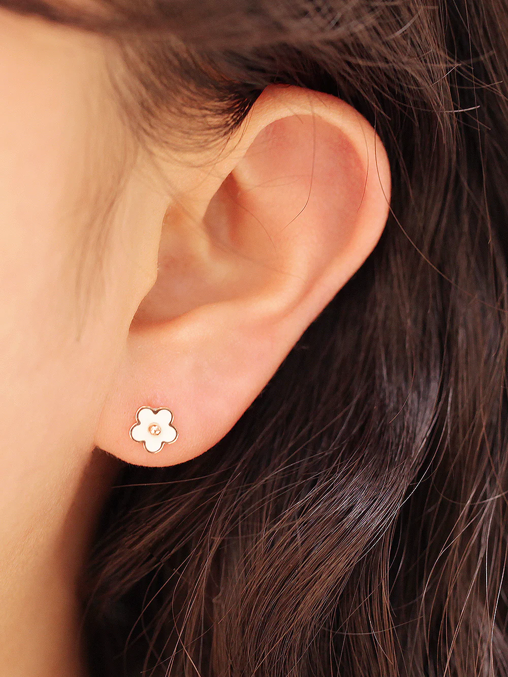 14K Gold Enamel Cherry Blossom Cartilage Earring 18G16G - Image 7