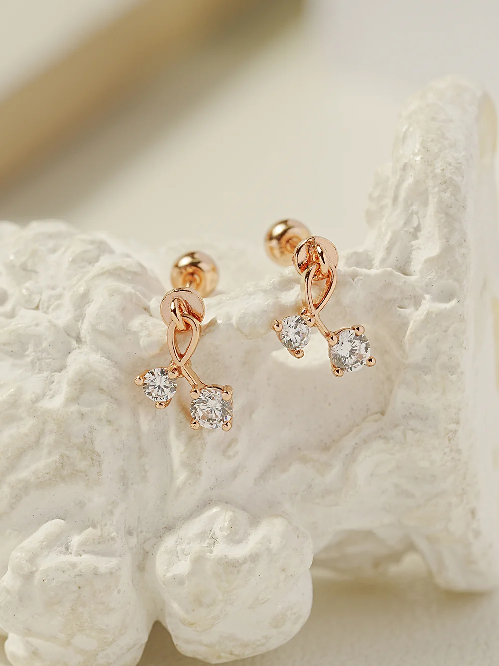 14K Gold Cherry Cubic Drop Cartilage Earring 20G - Image 5