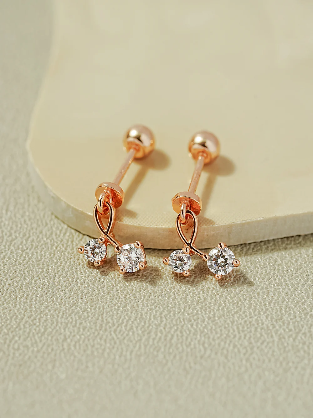 14K Gold Cherry Cubic Drop Cartilage Earring 20G - Image 7